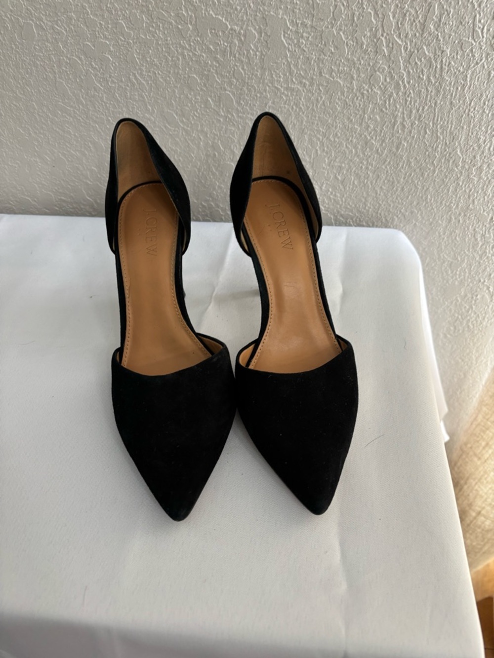 J. Crew Black Suede Pointed D'Orsay Pumps